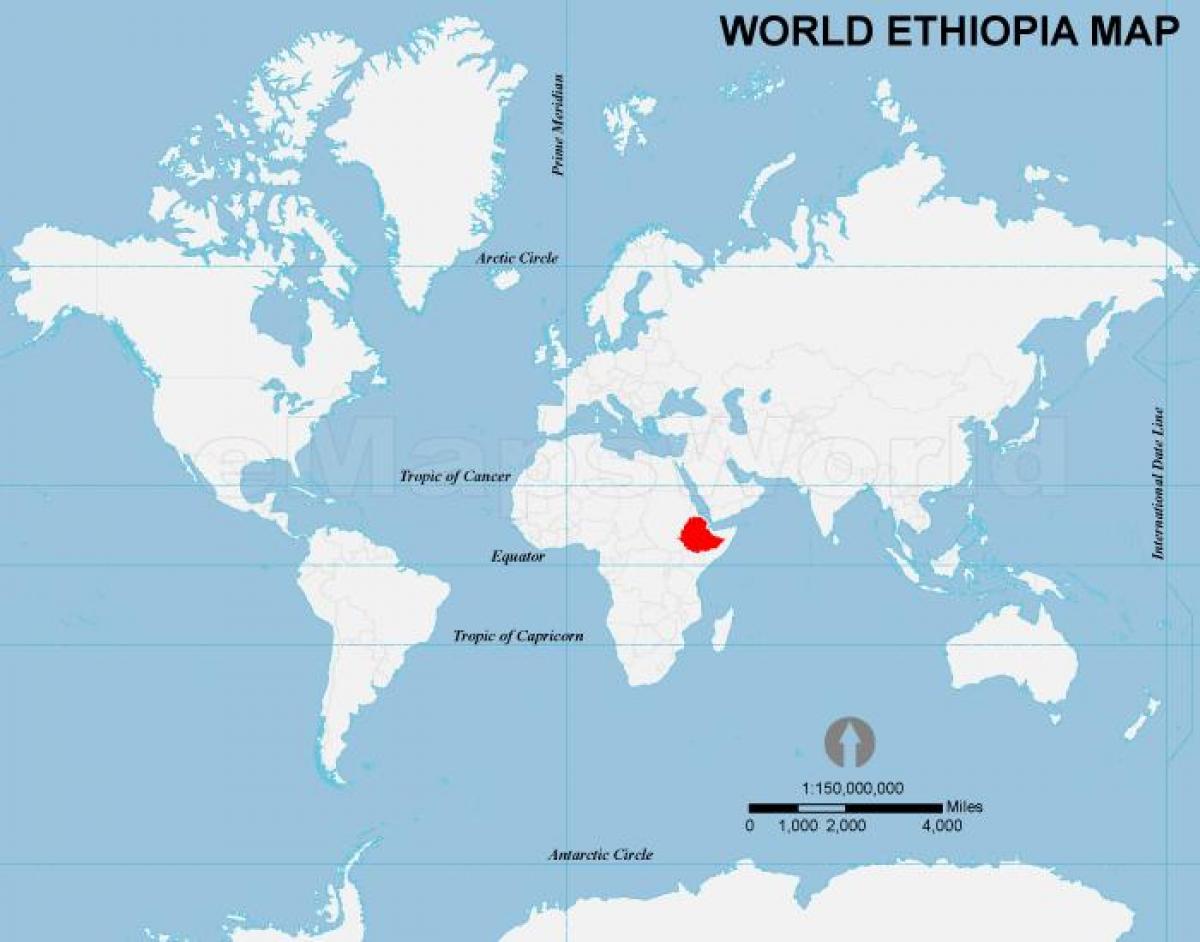 maailman kartta Etiopian sijainti