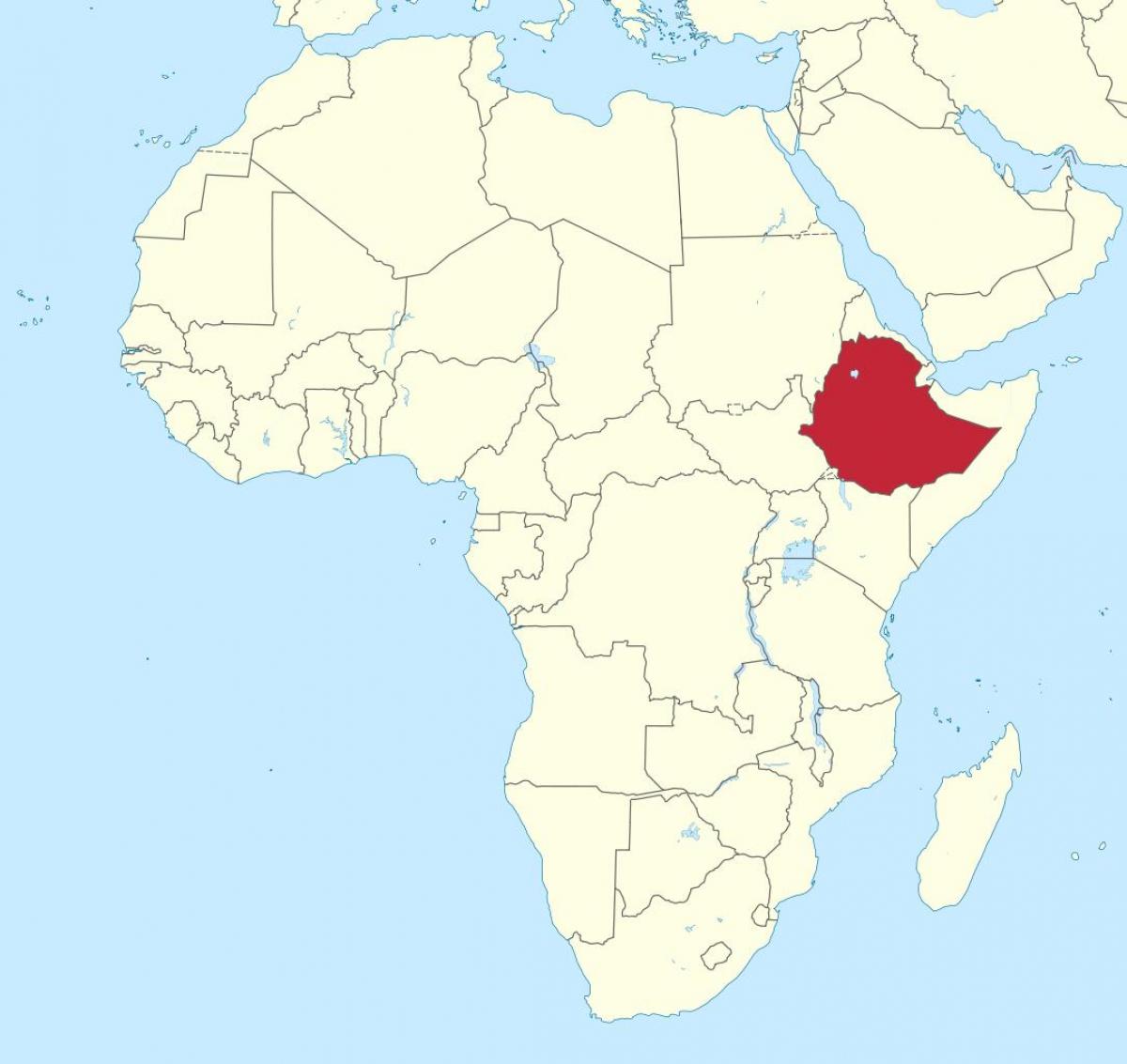 afrikan kartan osoittaa Etiopia