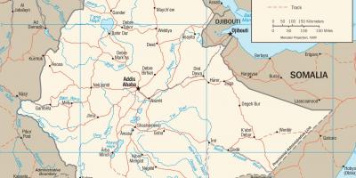 Etiopian tieverkon kartta