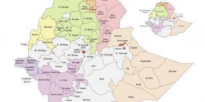 Etiopian kartta alueittain