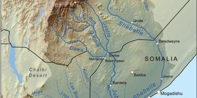Kartta Etiopian jokien,