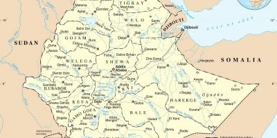 Etiopian kartta, sijainti