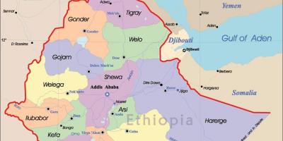 Etiopian kartta kaupungit