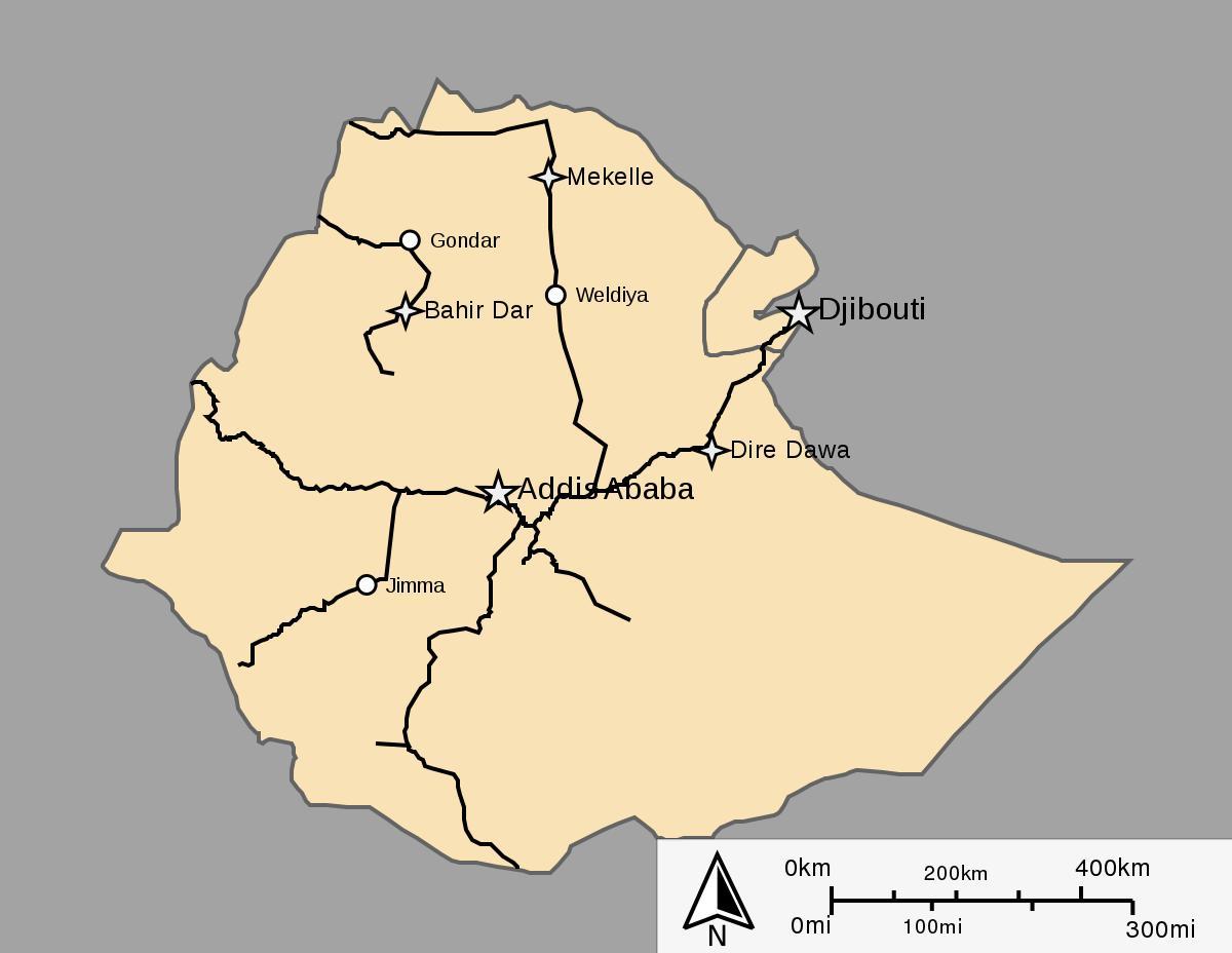 Etiopia juna kartta - Kartta Etiopia juna (Itä - Afrikka ja afrikan)