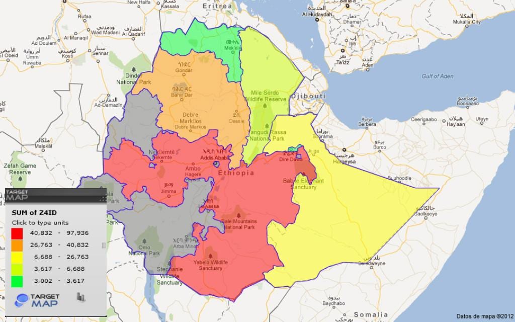 Etiopia maakunnissa kartta