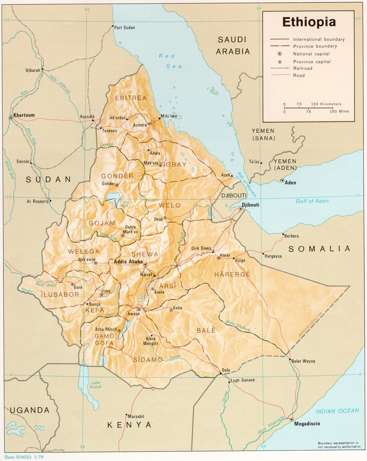 kartta Etiopia aikana dergissä