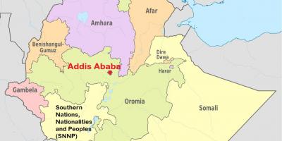 Addis abebassa Etiopiassa kartta maailman