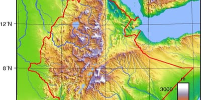 Etiopian highlands-afrikka kartta