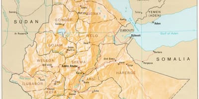 Kartta Etiopia aikana dergissä